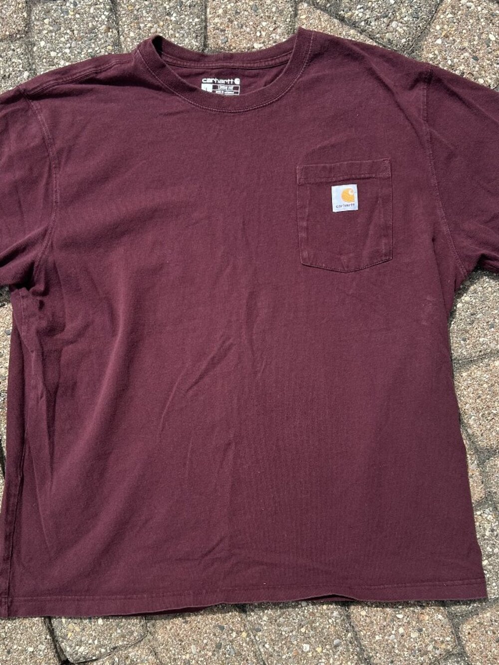 Carhatt Loose Fit Pocket Tee Sz L Burgundy